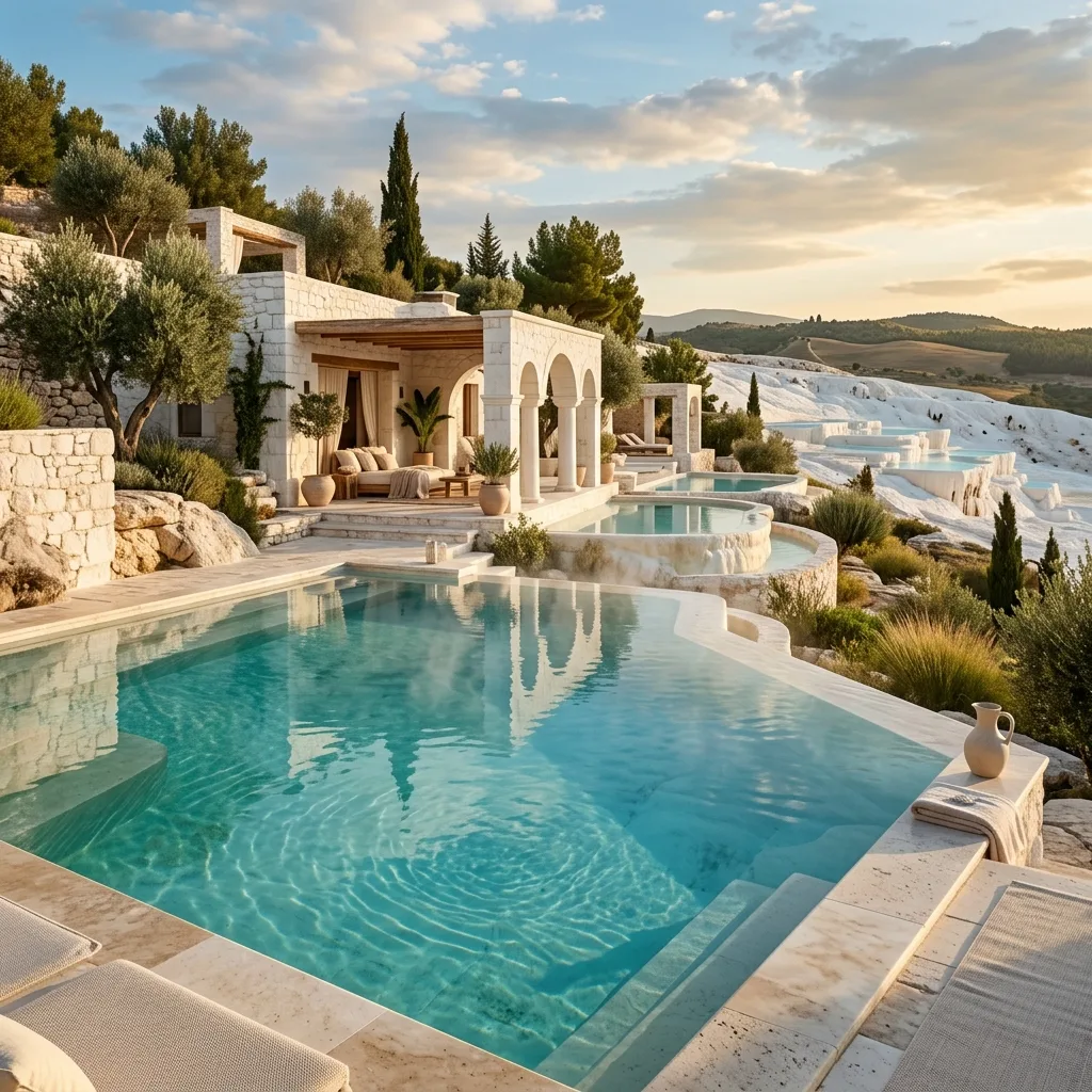 Serene luxury thermal spa experience near Pamukkale travertine terraces